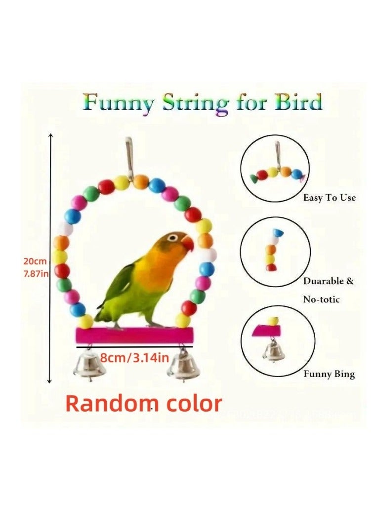 7-Piece Bird Swing Chewing Toy Set With Hammock Bell Multicolour - Image 3