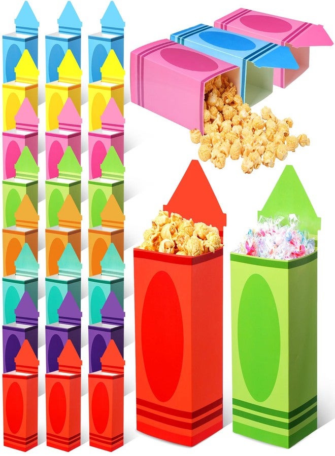 Harloon هارلون - ٢٤ قطعة - أكياس هدايا على شكل أقلام تلوين للعودة إلى المدرسة - علب فشار على شكل أقلام تلوين - هدايا لحفلات الترحيب بالعودة إلى المدرسة - علب حلوى - علب شكر للمعلمين والطلاب - زينة للفصول الدراسية - Image 1