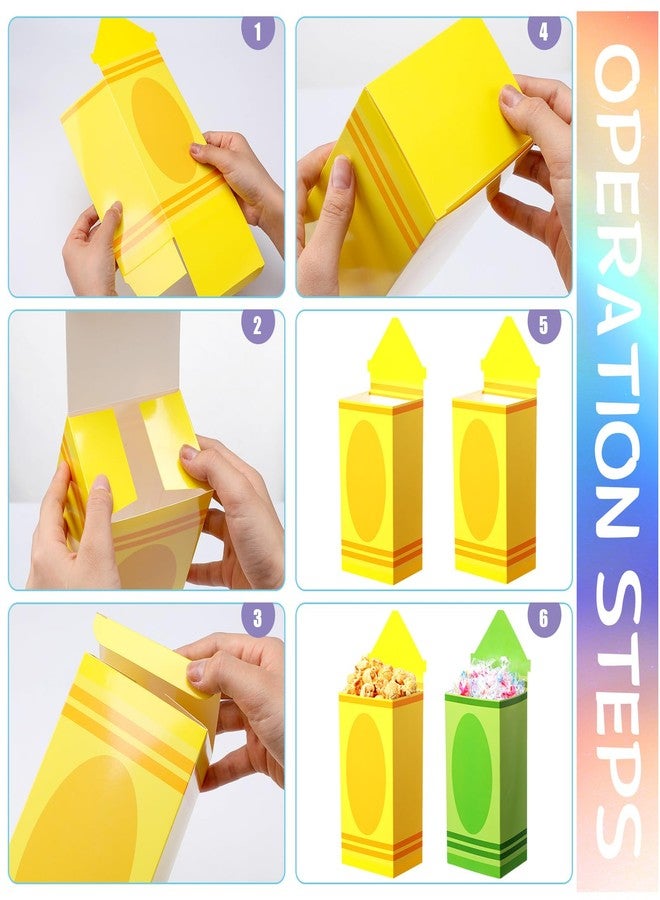 Harloon هارلون - ٢٤ قطعة - أكياس هدايا على شكل أقلام تلوين للعودة إلى المدرسة - علب فشار على شكل أقلام تلوين - هدايا لحفلات الترحيب بالعودة إلى المدرسة - علب حلوى - علب شكر للمعلمين والطلاب - زينة للفصول الدراسية - Image 5
