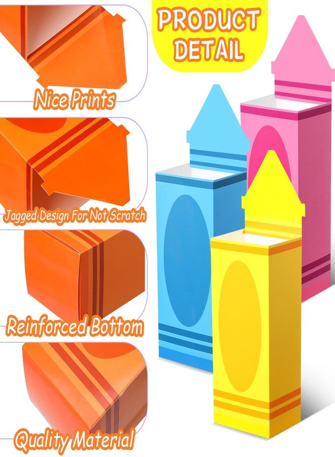 Harloon هارلون - ٢٤ قطعة - أكياس هدايا على شكل أقلام تلوين للعودة إلى المدرسة - علب فشار على شكل أقلام تلوين - هدايا لحفلات الترحيب بالعودة إلى المدرسة - علب حلوى - علب شكر للمعلمين والطلاب - زينة للفصول الدراسية - Image 4