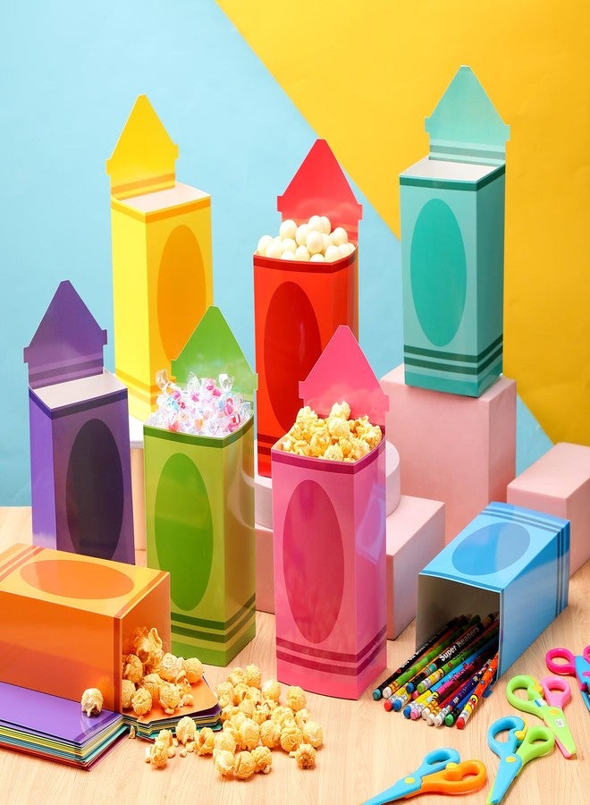 Harloon هارلون - ٢٤ قطعة - أكياس هدايا على شكل أقلام تلوين للعودة إلى المدرسة - علب فشار على شكل أقلام تلوين - هدايا لحفلات الترحيب بالعودة إلى المدرسة - علب حلوى - علب شكر للمعلمين والطلاب - زينة للفصول الدراسية - Image 2