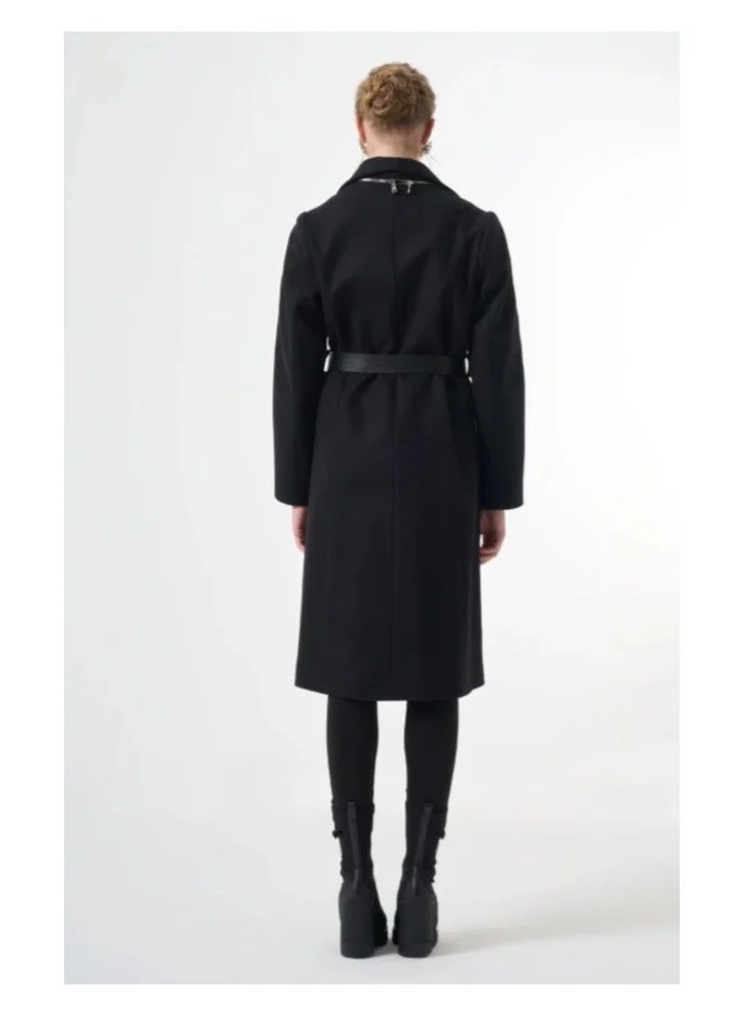 MissWhence zipper detailed felted coat - Black