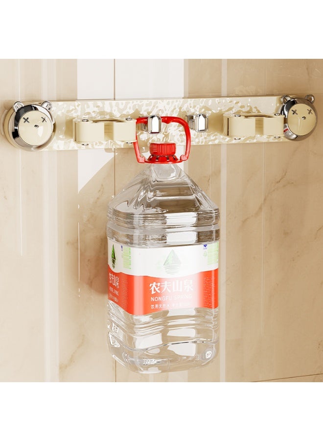 Noon East Home-it Mop and Broom Holder with Sticky Hanging Mounts, Garden Tool Rack Storage & Organization for Bathroom, 40 x 7.2 x 6 cm, Cream - Image 5