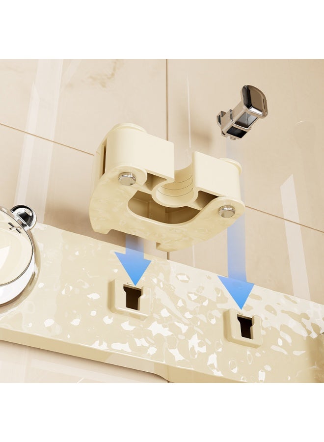 Noon East Home-it Mop and Broom Holder with Sticky Hanging Mounts, Garden Tool Rack Storage & Organization for Bathroom, 40 x 7.2 x 6 cm, Cream - Image 3