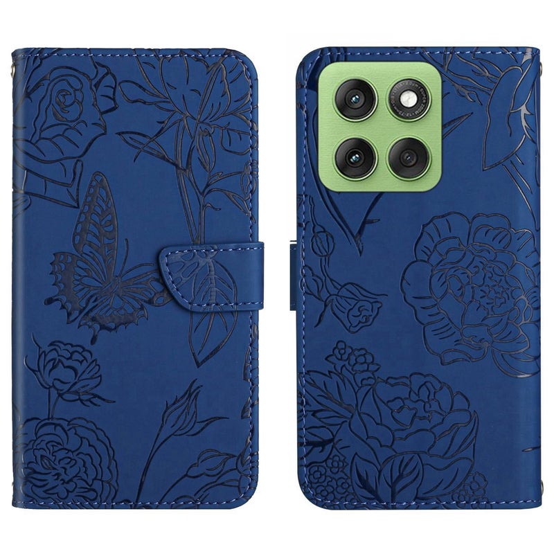 erorex For Motorola Edge 60 Pro HT03  Feel  Embossed Flip Leather Phone Case(Blue) - Image 1