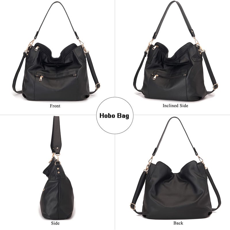 Idesort Large Crossbody Bags Ladies Shoulder Handbags Purse and Wallet Set for Women Hobo Purses Black - Image 4