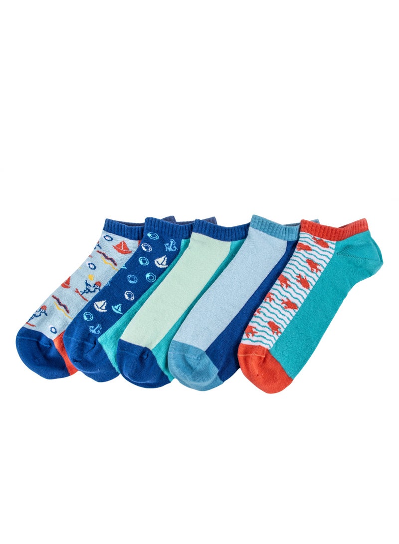 Anemoss Men’s Seamless Socks Set, 5 Pairs, Nautical Design, 85% Cotton, Fits Sizes 41-46 (EU)  - Image 3