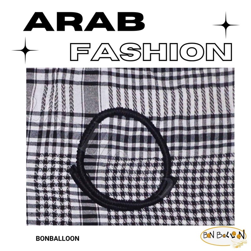 bonballoon Arafat Arabian Arabic Scarf Shawl Keffiyeh Shemagh Desret Palestine + Igal Agal Set Unisex Traditional Middle Eastern Saudi Arabia Costume Palestinian Headscarf Veil Tassel - Image 5