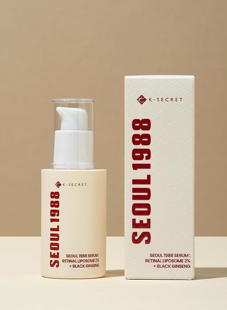 K-SECRET KSECRET SEOUL 1988 Serum – Retinal Liposome 2% with Black Ginseng, 30ml | 58% Black Ginseng Extract, Bakuchiol, Vitamin C & 3 Peptides for Anti-Wrinkle, Skin Renewal & Brightening | Korean Skincare - Image 1