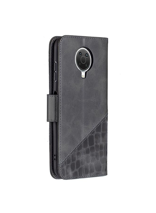 اس-توب جراب لهاتف Nokia G20 / G10، مصنوع من جلد البولي يوريثان بتصميم جلد التمساح بلون متناسق مع لون الهاتف، مع محفظة وحامل وفتحات للبطاقات - Image 3