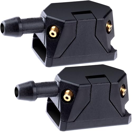 Mxxipp 2pcs Adjustable Windshield Washer Nozzles 3Way Universal Aimable Car Front Windshield Washer Sprayer with 4 Copper Wiper Sprayer Arm Nozzles Replacement for Cars Trucks Black - Image 1