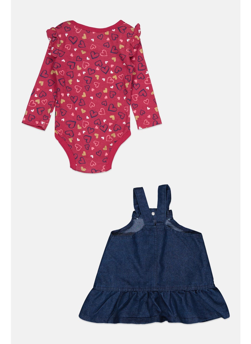 Nanette lepore - Toddlers Girl 2 Piece Striped Bodysuit With Dress, Dark Blue - Image 1