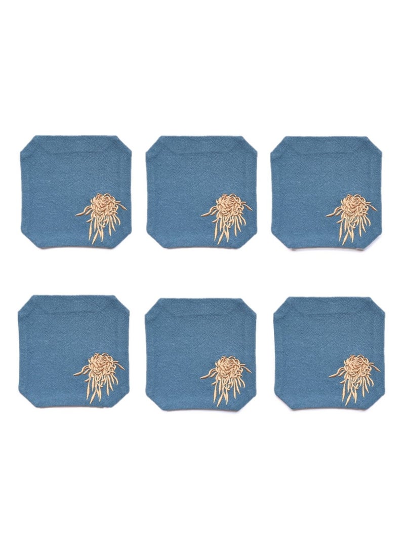Y&D Chinese Style Cotton Linen Retro Water Absorbing Double Layer Thickened Cup Holder Fabric Embroidered Tea Cup Pad Fabric Art Cup Pad  - Image 1