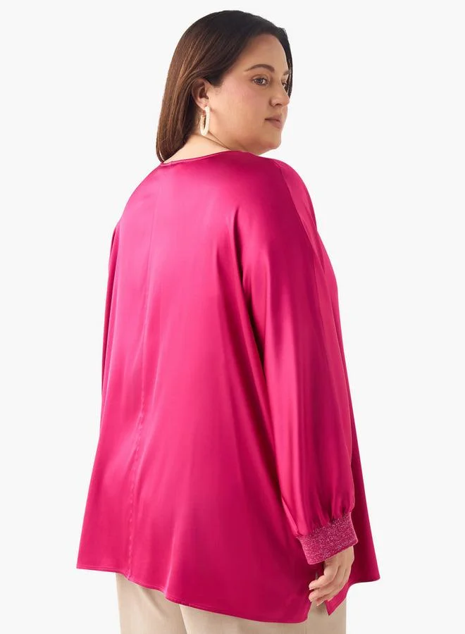 أولا بوبكن بلوزة مقاس كبير بياقة على شكل وأكمام طويلة من أولا بوبكن