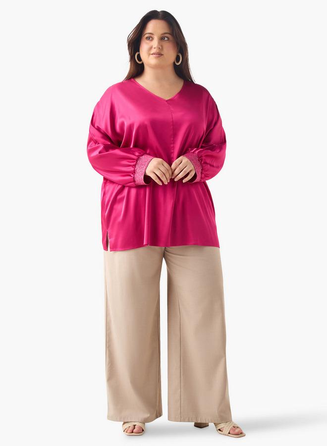  أولا بوبكن بلوزة مقاس كبير بياقة على شكل  وأكمام طويلة من أولا بوبكن - Image 2