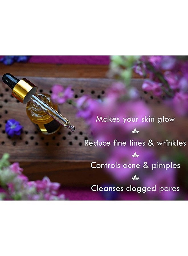 يورفيداشري زيت كومكومادي 30 مل مع رقائق الذهب عيار 24 قيراط زيت اللوز زيت السمسم زيت الزيتون زيت الجوز زيت الخروع زيت جوز الهند زيت الجوجوبا زيت بذور الجزر والأعشاب الطبيعية الأخرى - Image 3