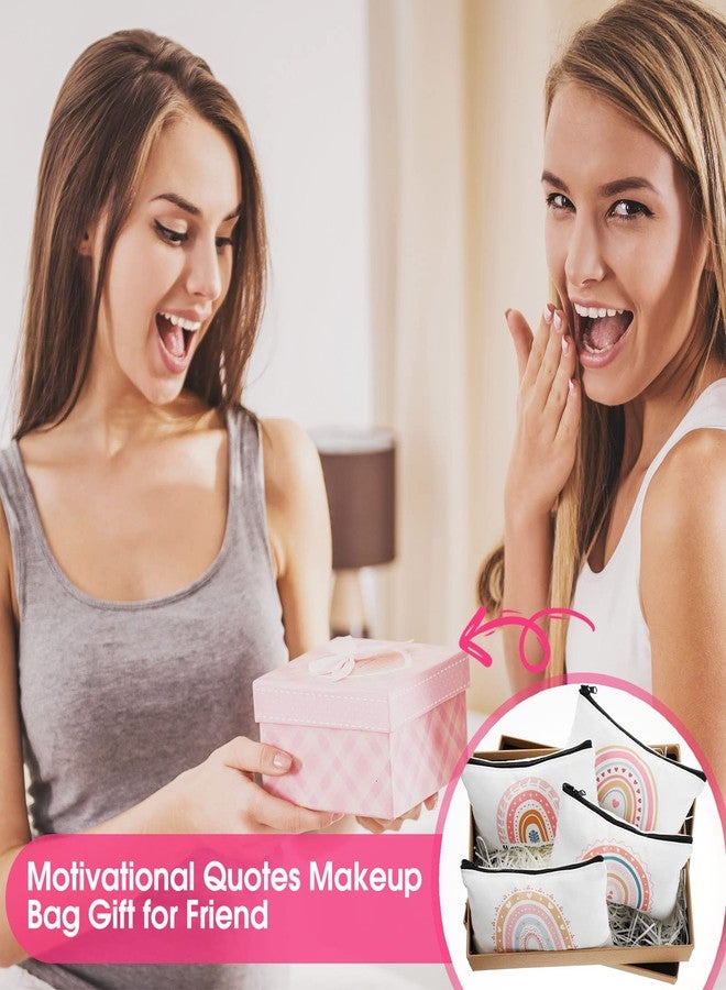 Reginary 20 Pcs Christmas Gifts Bulk for Women Rainbow Canvas Cosmetic Bag Christmas Inspirational Roomy Makeup Bags with Zipper Pouch Travel Toiletry Bag for Birthday Appreciation(Rainbow) - Image 3