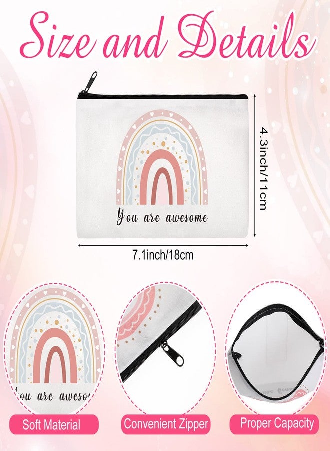 Reginary 20 Pcs Christmas Gifts Bulk for Women Rainbow Canvas Cosmetic Bag Christmas Inspirational Roomy Makeup Bags with Zipper Pouch Travel Toiletry Bag for Birthday Appreciation(Rainbow) - Image 2