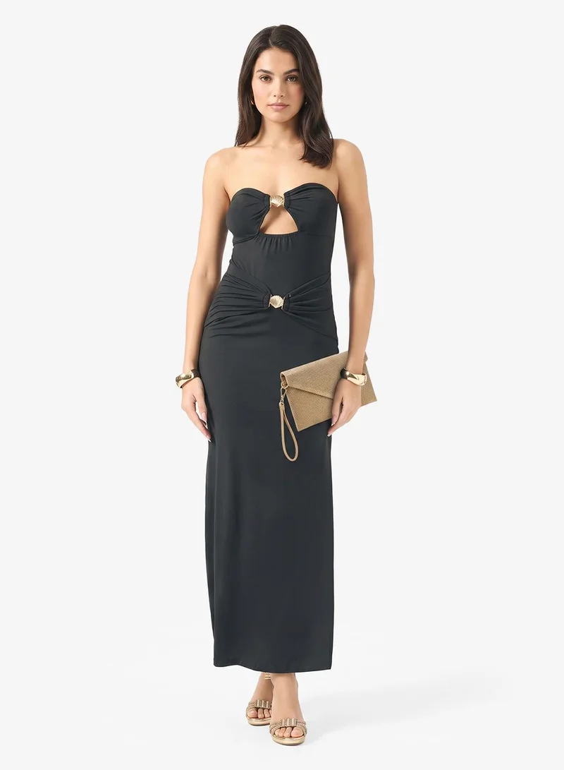 Ginger Bandeau Cutout Dress with Golden Accent