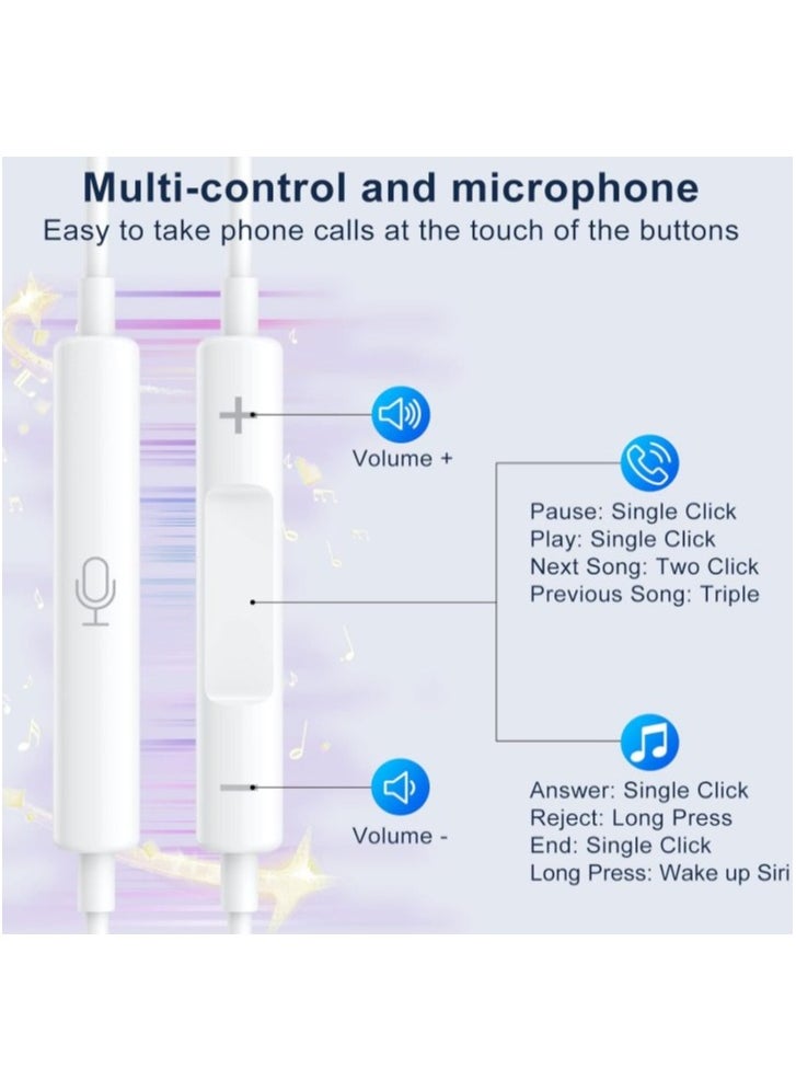 Generic In-Ear Earbuds Compatible with iPhone, Lightning Connector, White, Wired Earphones with Volume Control and Microphone for iPhone 7, 7 Plus, 8, 8 Plus, 13, 12, 11 Pro Max, X, XS, XR  - Image 4