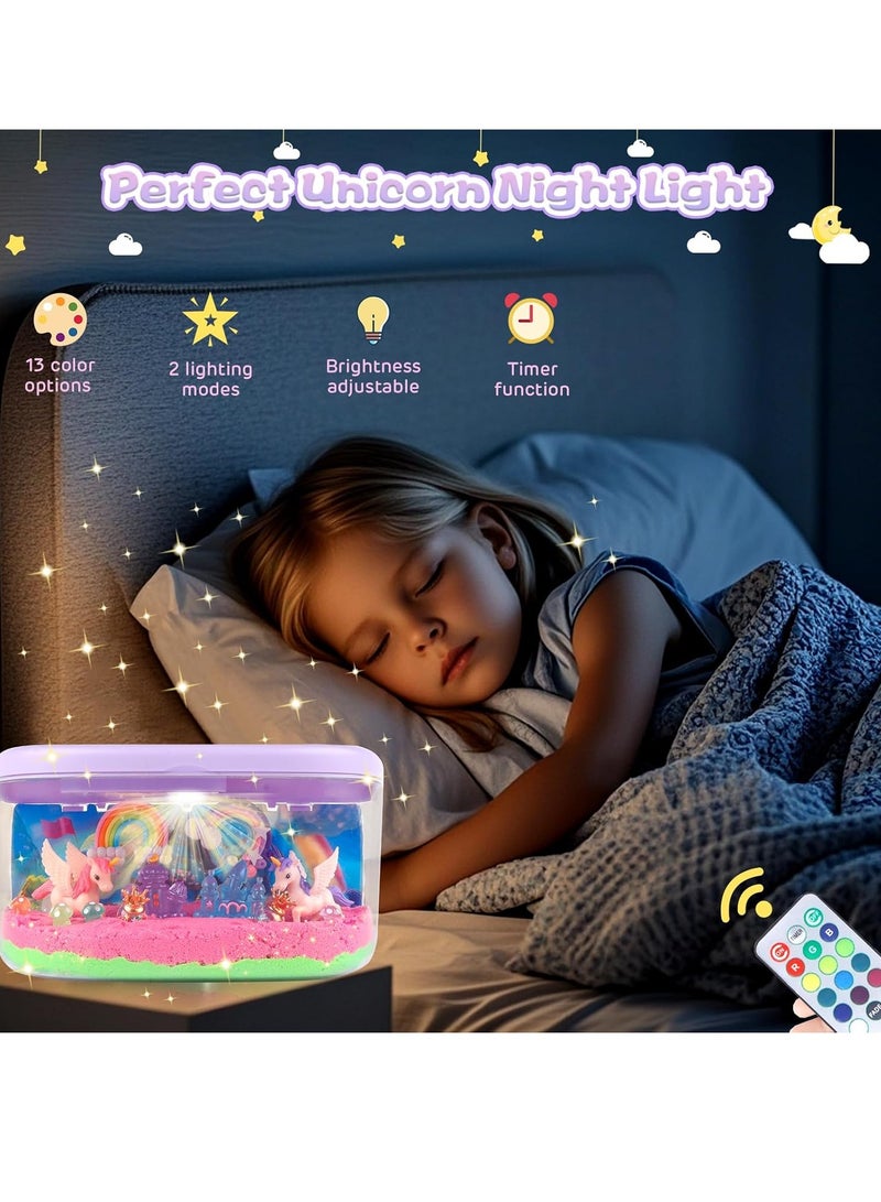 RAKAY DIY Unicorn Terrarium Light Up Kit for Girls - Birthday Gifts,Toy for Girls Age 4-5-6-7-8-12, DIY LED Night Light with Remote - Unicorn Creative Arts & Crafts Kit for 4-12 Year Old Kids - Image 5