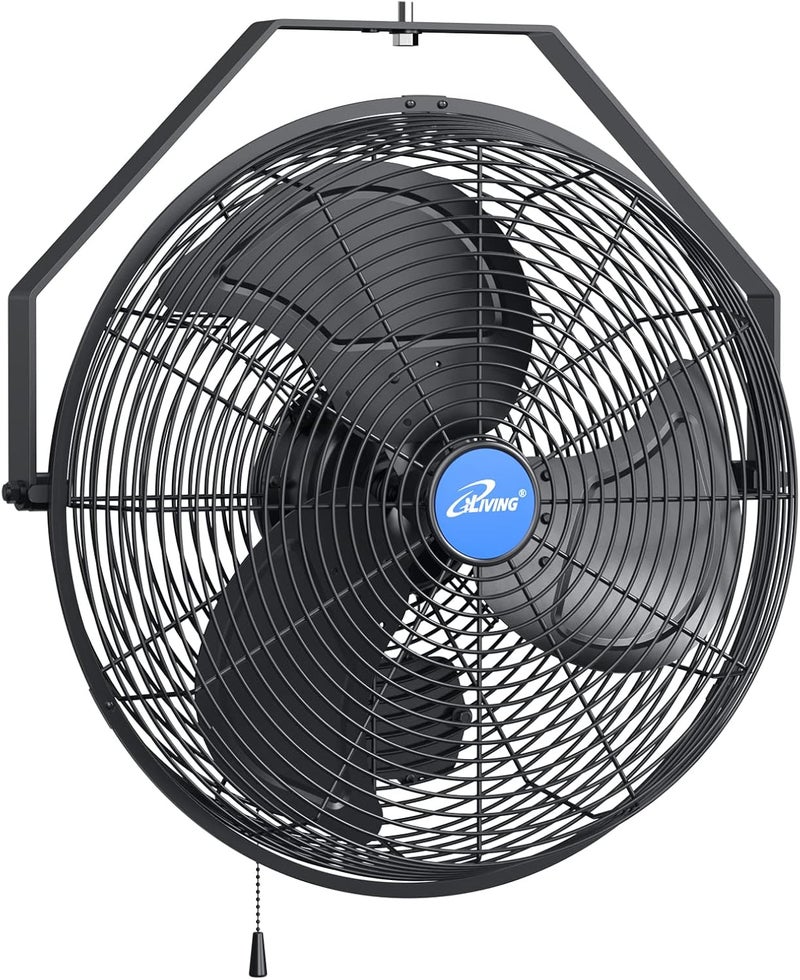 Iliving Wall Mounted Variable 14 Inches Speed Indoor/Outdoor Weatherproof Fan, Industrial grade for Patio, Greenhouse, Garage, Workshop, and Loading Dock, 2473 CFM, Black - Image 1