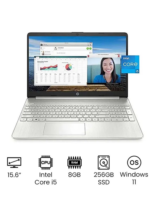 HP 15-dy2095wm (الإصدار المحدث) لابتوب بشاشة 15.6 بوصة بدقة Full HD، مع معالج Intel Core i5-1135G7 من الجيل الحادي عشر/ذاكرة RAM سعة 8GB/قرص SSD سعة 256GB/رسومات Intel UHD/نظام Windows 11 - Image 1