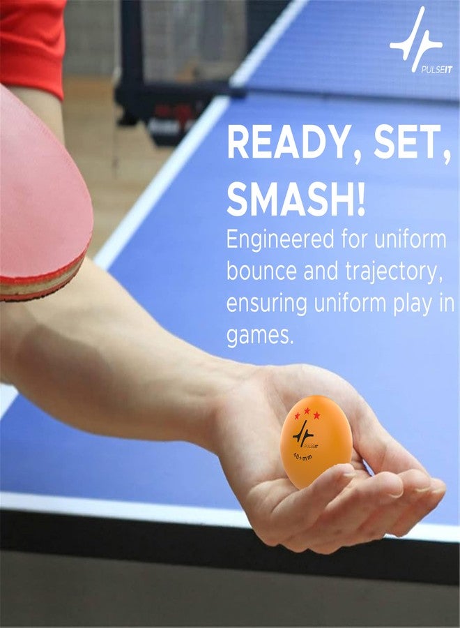 PulseITBounce - High Performance Table Tennis Balls, 40+ for Professional Matches, 3-Star Ping Pong Balls for Kids & Adults Training, Durable ABS Plastic (Orange) (Pack of 6) - Image 3