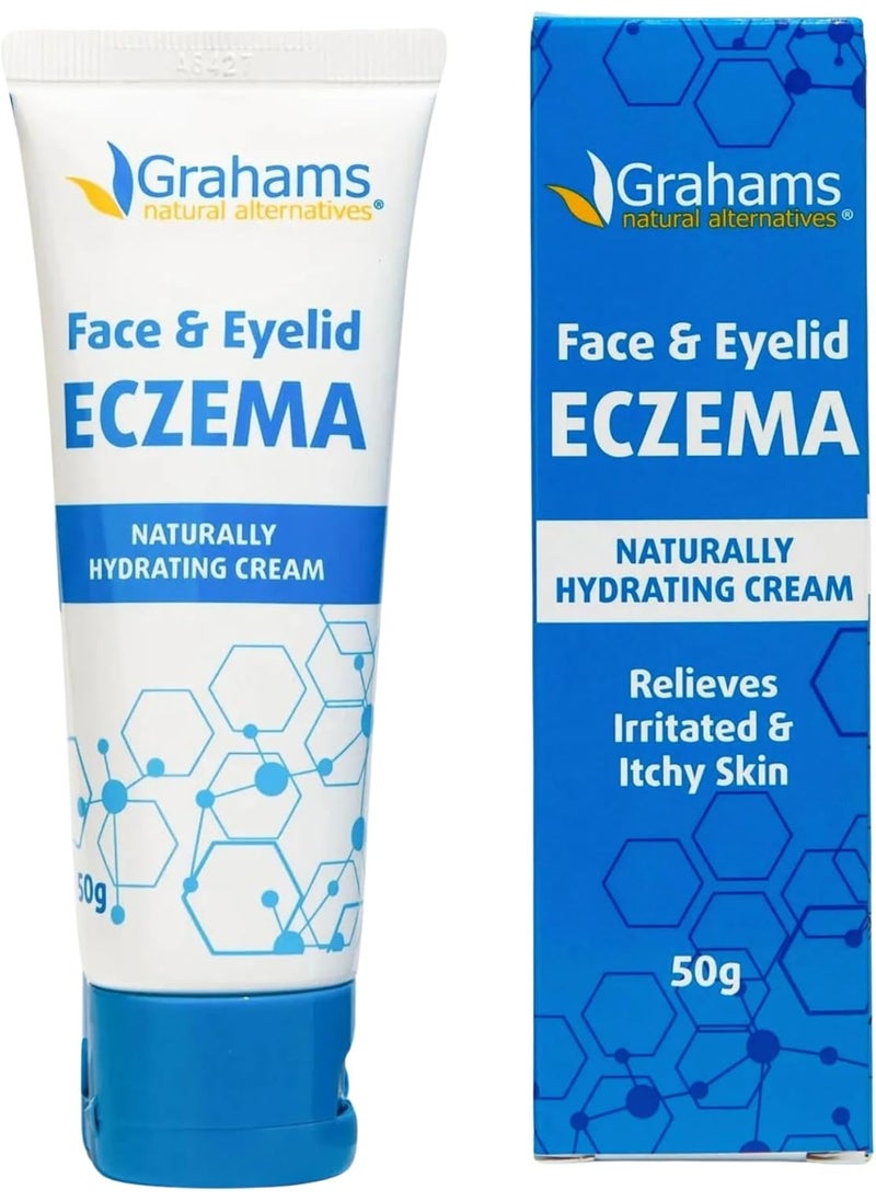 Grahams Natural Face & Eyelid Eczema Cream - Treatment for Eczema, Dermatitis, Itch Relief, Redness, Inflammation & Very Dry Skin - with Colloidal Oatmeal - Hypoallergenic & Steroid-Free (1 x 50g) 