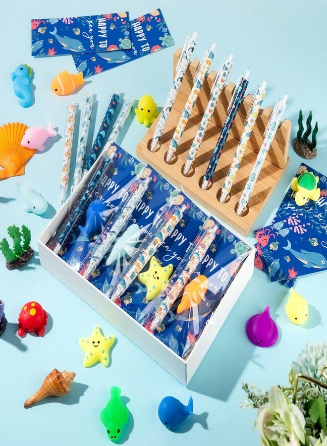 TecUnite 48 Sets Under The Sea Party Favors Happy to Sea You Card Motivational 6 Styles Emotional Pencils Support with Ocean Animal Stress Ball for Decor Coworker Office Supplies - Image 5