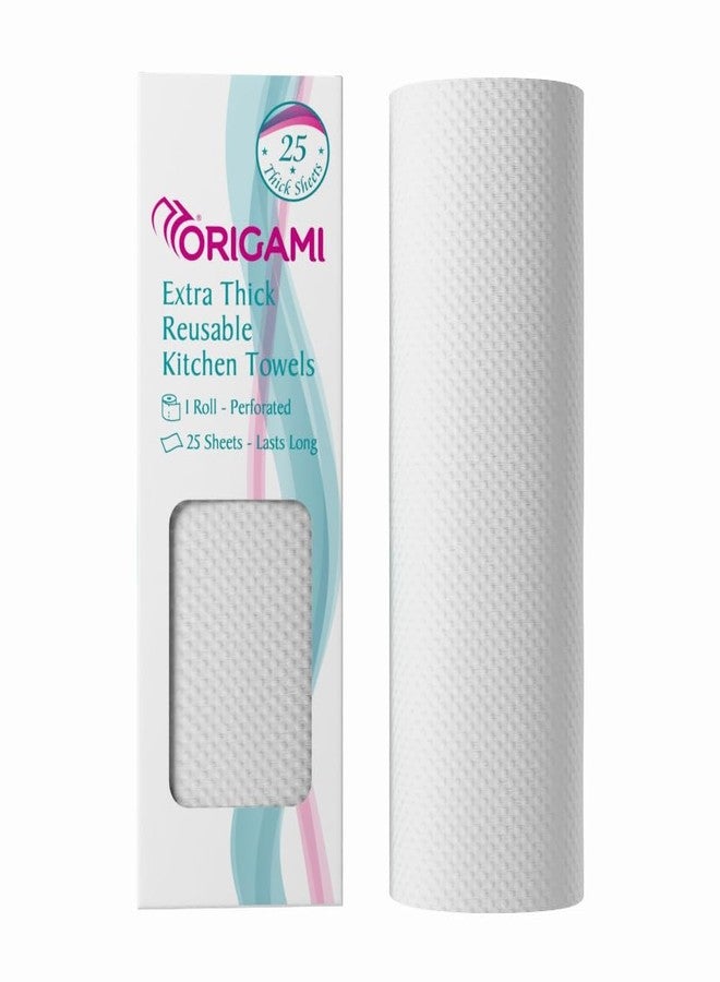 Origami Reusable Kitchen Towel Roll - 25 Sheets, Washable up to 2,500 Times | Highly Absorbent, Eco‑Friendly & Hygienic Non‑Woven Dish Cloth Alternative for Cleaning Tough Stains - Image 1