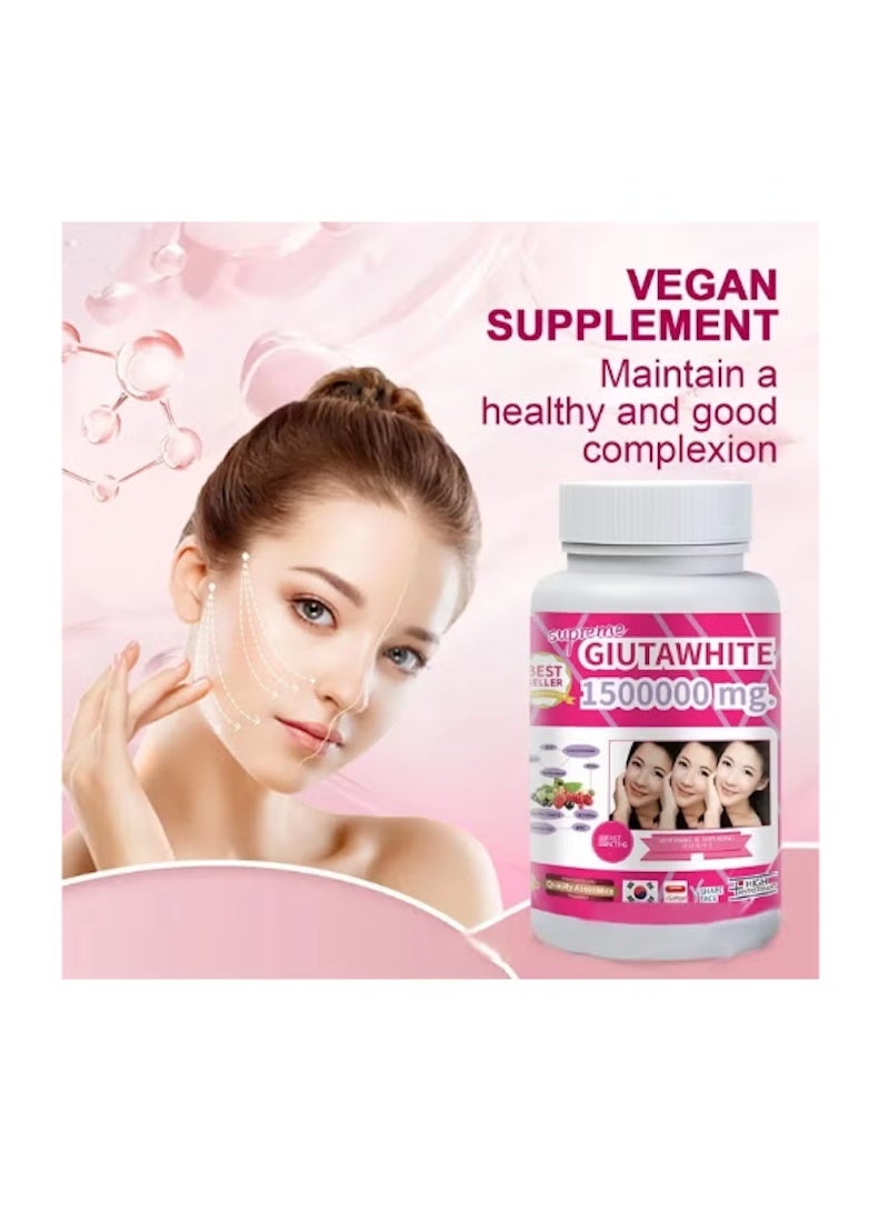 Supreme Gluta كبسولات جلاوتا وايت 1500000 ملغ | مكمل نباتي لتفتيح البشرة ودعم إزالة السموم - Image 2