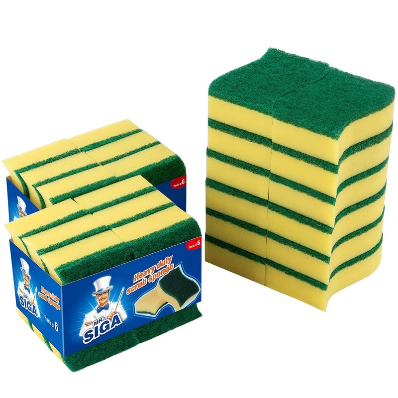 MR SIGA Heavy Duty Scrub Sponge Size 11 x 7 x 3cm Pack of 24 - Image 1