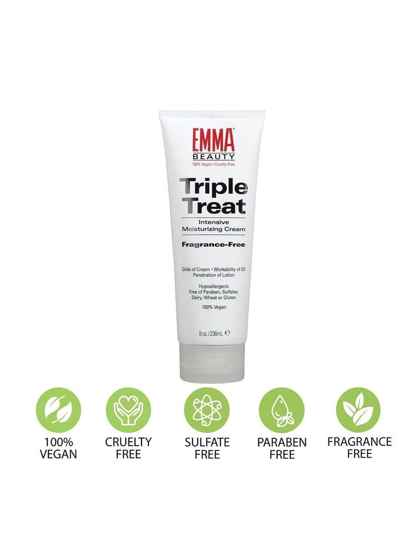 EMMA BEAUTY EMMA Beauty Triple Treat Intensive Moisturizing Cream for Hand & Body, Fragrance-Free, Hypoallergenic Moisturizer for Dry, Sensitive Skin, 100% Vegan & Cruelty-Free, 8 Oz  - Image 2