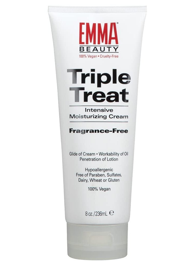 EMMA BEAUTY EMMA Beauty Triple Treat Intensive Moisturizing Cream for Hand & Body, Fragrance-Free, Hypoallergenic Moisturizer for Dry, Sensitive Skin, 100% Vegan & Cruelty-Free, 8 Oz  - Image 1
