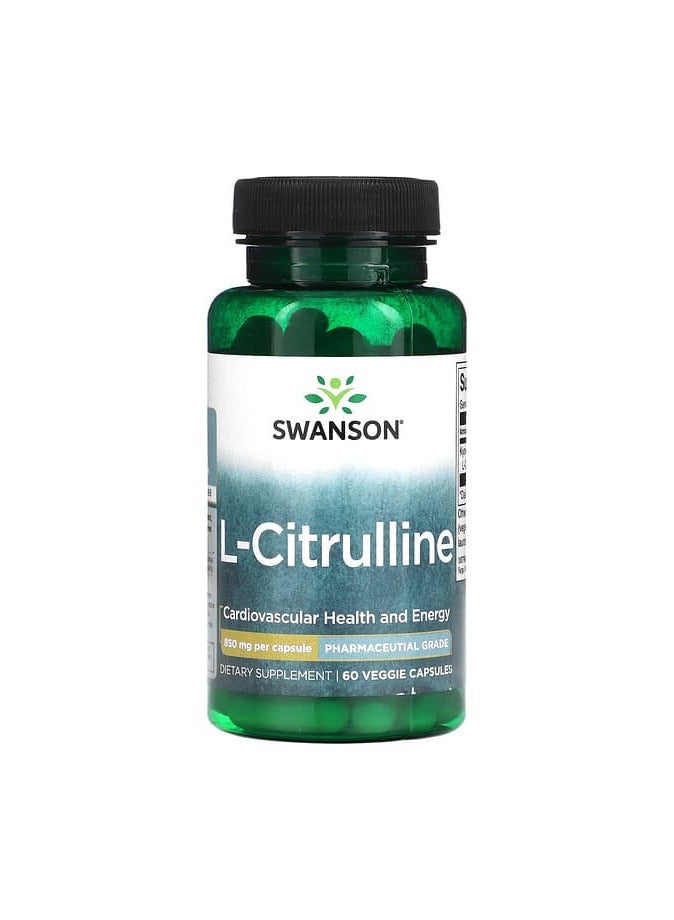 L-سيترولين، 850 ملغ، 60 كبسولة نباتية