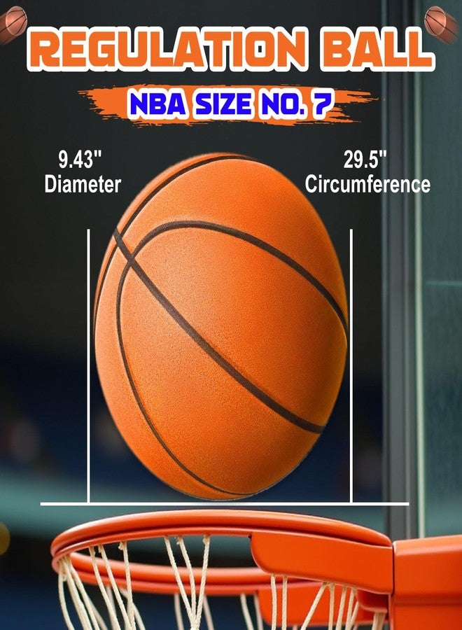Womefic Silent Basketball Size 7 (29.5") | Noiseless Indoor Training Basketball - Quiet Dribbling, Grooved Airless PU Foam Ball with Real Feel & High Bounce (29.5", Orange) - Image 5