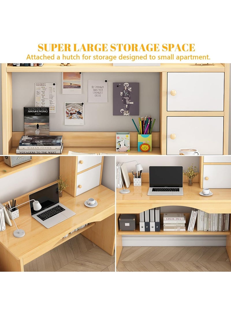 تابيت مكتب كمبيوتر مع أرفف تخزين، مكتب كتابة للمكتب المنزلي، طاولة كتابة حديثة للألعاب لأثاث المكاتب المنزلية (أبيض) - Image 3