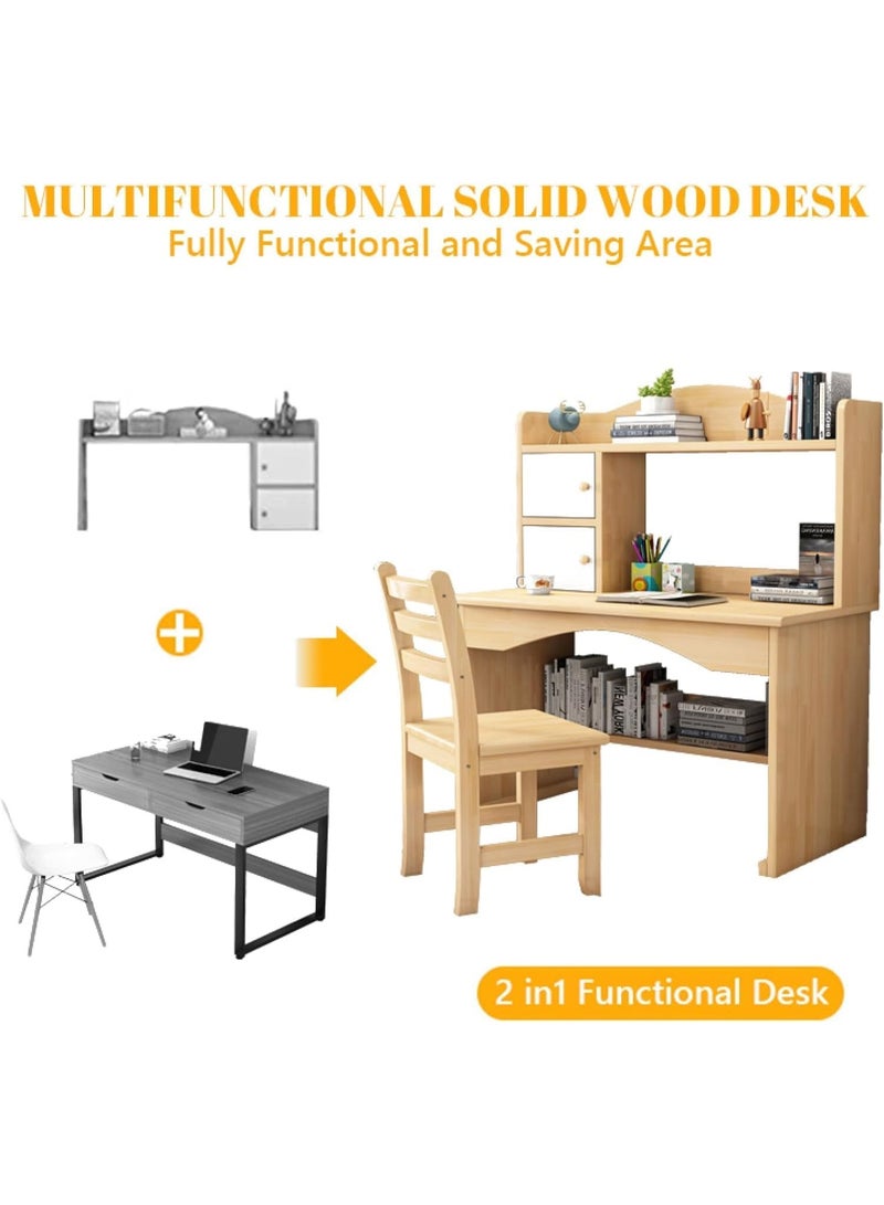 تابيت مكتب كمبيوتر مع أرفف تخزين، مكتب كتابة للمكتب المنزلي، طاولة كتابة حديثة للألعاب لأثاث المكاتب المنزلية (أبيض) - Image 5