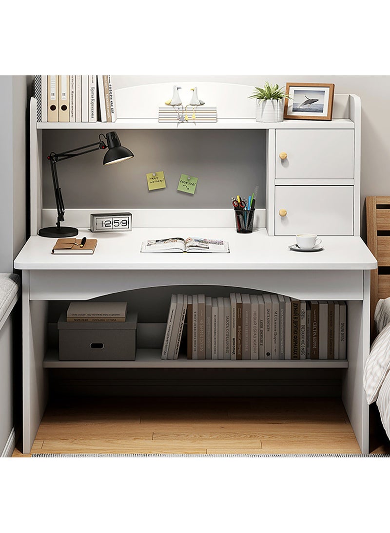 تابيت مكتب كمبيوتر مع أرفف تخزين، مكتب كتابة للمكتب المنزلي، طاولة كتابة حديثة للألعاب لأثاث المكاتب المنزلية (أبيض) - Image 1