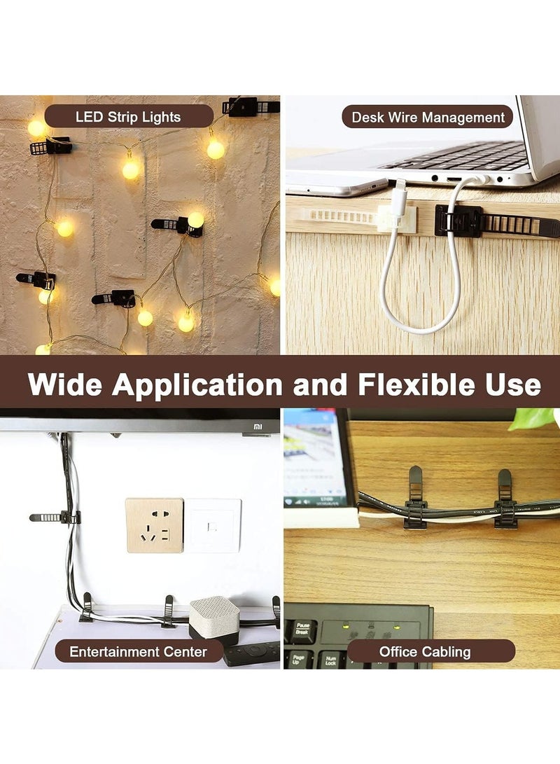 Adhesive Cable Management Clips, Adjustable Nylon Cable Strap Ties Wire Clamps Organizer with Strong Adhesive Tape, Extra Screw & Hole for Strong Fixation Home Office - 3.55 Inch Black 50 Pcs - Image 5