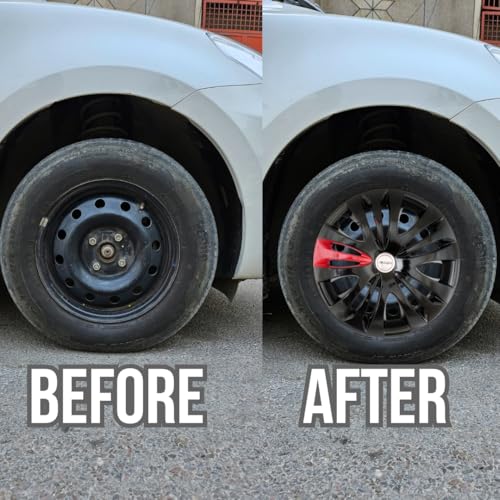 PRIGAN TATA ACE Black Red Wheel Cover 12" for -TATA ACE (Set of 4 Pcs) (Press Fitting) Model- Camry_Red_12 - Image 3
