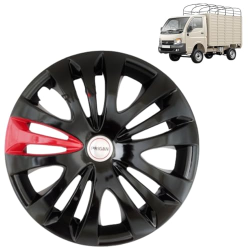 PRIGAN TATA ACE Black Red Wheel Cover 12" for -TATA ACE (Set of 4 Pcs) (Press Fitting) Model- Camry_Red_12 - Image 1