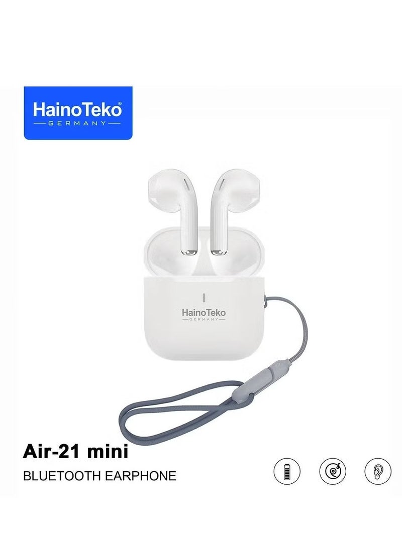 Haino Teko Air 21 Mini True Wireless Earbuds – Clear Microphone & Bass-Boosted Sound | Compact Bluetooth Earphones for Music, Calls, and Sports | Comfortable, Noise-Free Listening - Image 1