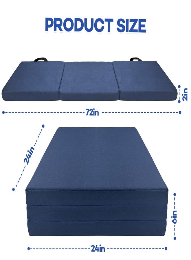 JZHLLA Foldable Fall Protection Mat for Elderly Blue Waterproof Non Slip Floor Mats with High-Resilience Foam 72 * 24 * 2 Inch Bedside Floor Mats for Elderly, Handicap, Senior - Image 2