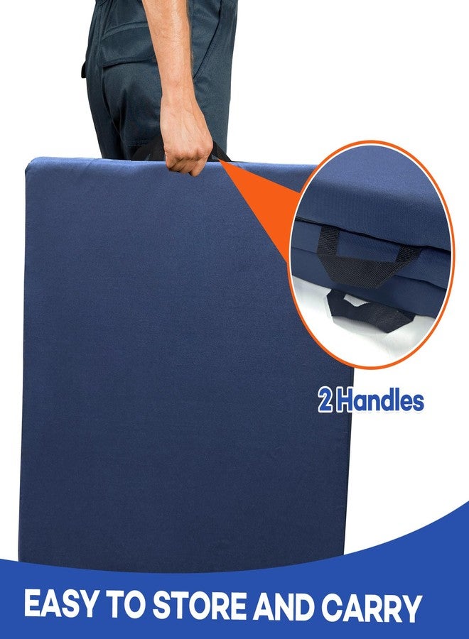 JZHLLA Foldable Fall Protection Mat for Elderly Blue Waterproof Non Slip Floor Mats with High-Resilience Foam 72 * 24 * 2 Inch Bedside Floor Mats for Elderly, Handicap, Senior - Image 5