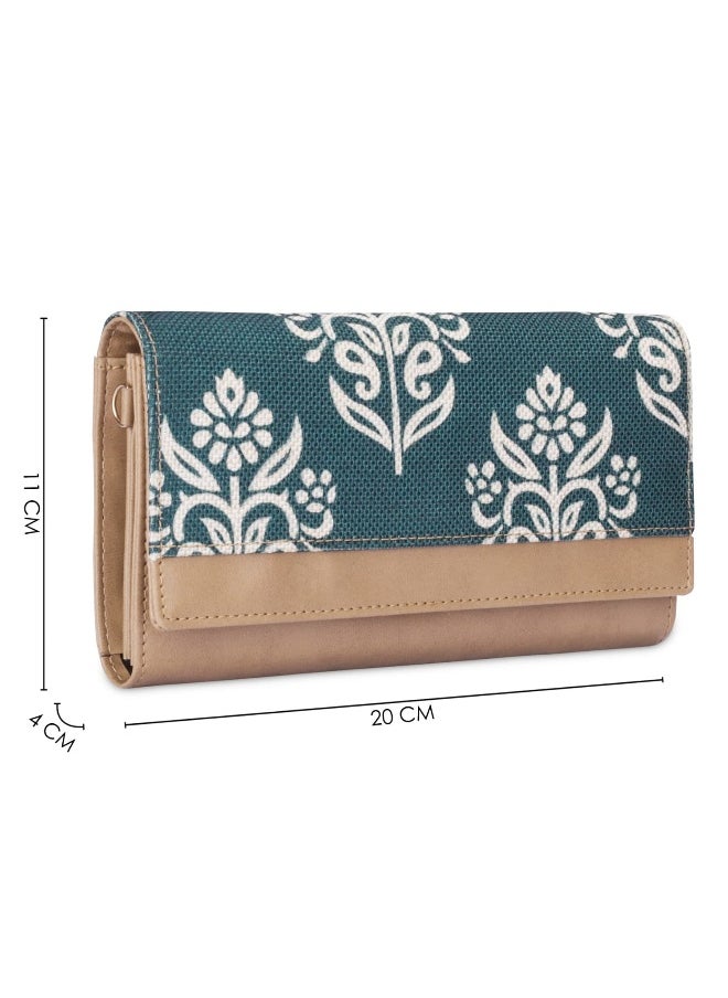 (TCFLWJU-K-LGR1) The Clownfish Erika Printed Handicraft Fabric  Vegan Leather Ladies Wallet Purse Sling Bag with Multiple Card Slots  Shoulder Belt (Li.. - pzsku/ZE5FE073080DC9BC2A256Z/45/_/1735648227/59deb5bd-7ce2-4f61-8e14-2c41c6cb9e60