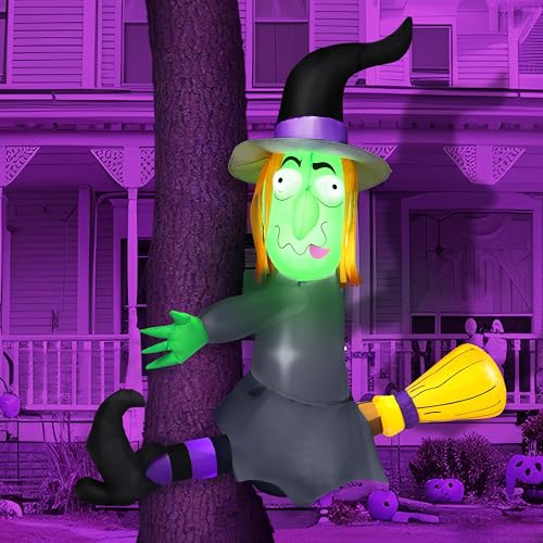 Joiedomi 4FT Halloween Inflatable Witch with Build-in LED Lights - Outdoor Blow Up Decor for Yard, Trees & Parties | Witch Decorations, Waterproof Halloween Inflatables Outdoor, Blow Up Yard Decor - Image 1