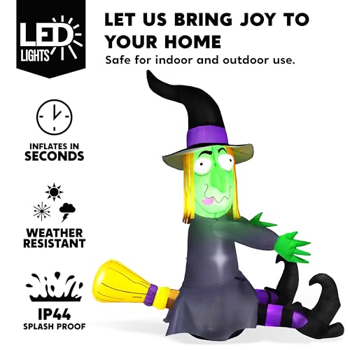 Joiedomi 4FT Halloween Inflatable Witch with Build-in LED Lights - Outdoor Blow Up Decor for Yard, Trees & Parties | Witch Decorations, Waterproof Halloween Inflatables Outdoor, Blow Up Yard Decor - Image 3