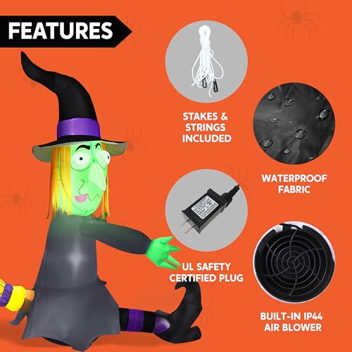 Joiedomi 4FT Halloween Inflatable Witch with Build-in LED Lights - Outdoor Blow Up Decor for Yard, Trees & Parties | Witch Decorations, Waterproof Halloween Inflatables Outdoor, Blow Up Yard Decor - Image 5